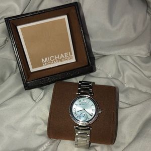 Silver/Light blue face Micheal Kors watch